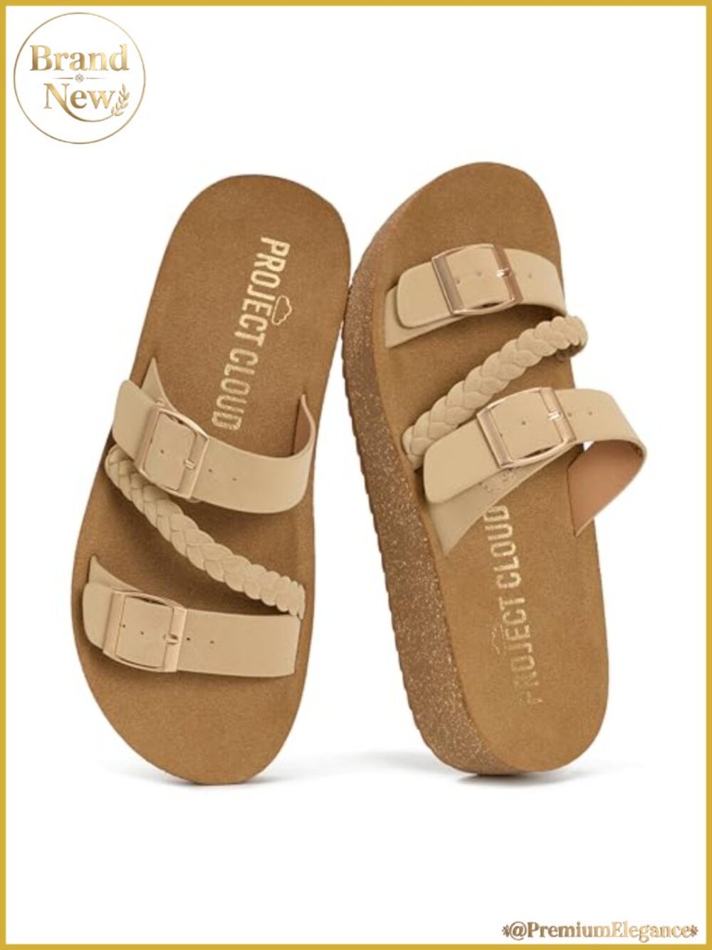Platform Sandals Womens Slip On Comfortable Double Strap Leather Casual Summer